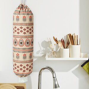 Boho Canvas Plastic Grocery Bag Holder Organizer
